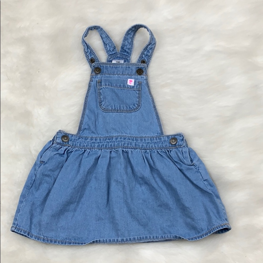 Toddler Denim Jean Overall Snap Button Dress 18M